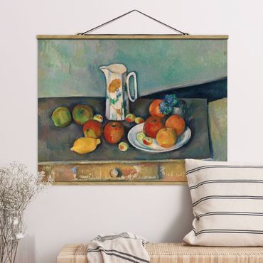 Stoffbild mit Posterleisten - Paul Cézanne - Stillleben Milchkrug - Querformat 4:3