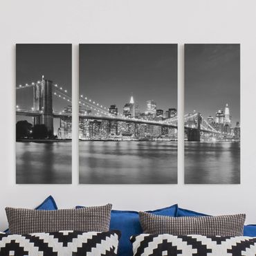 Leinwandbild 3-teilig - Nighttime Manhattan Bridge II - Triptychon
