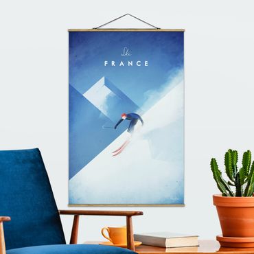 Stoffbild mit Posterleisten - Reiseposter - Ski in Frankreich - Hochformat 2:3