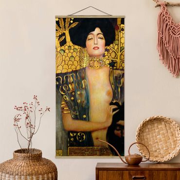 Stoffbild mit Posterleisten - Gustav Klimt - Judith I - Hochformat 1:2