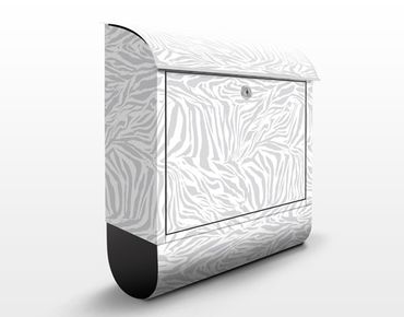 Briefkasten mit Zeitungsfach - Zebra Design Hellgrau - Streifenmuster