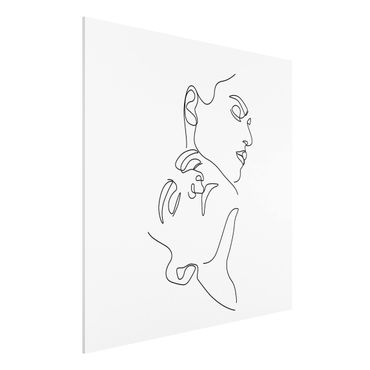 Forex Fine Art Print - Line Art Frauen Gesichter Weiß - Quadrat 1:1