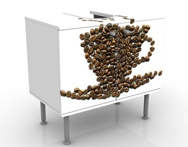 Waschbeckenunterschrank - Coffee Beans Cup - Badschrank Weiß