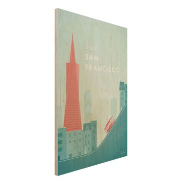 Holzbild - Reiseposter - San Francisco - Hochformat 3:2