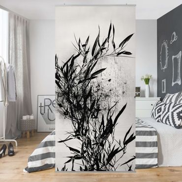Raumteiler - Grafische Pflanzenwelt - Schwarzer Bambus - 250x120cm