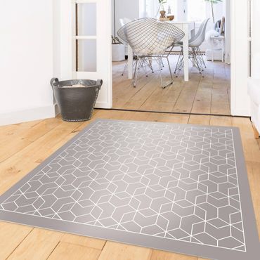 Vinyl-Teppich - Geometrisches Muster verschlungene Hexagone mit Rahmen - Quadrat 1:1