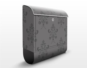 Briefkasten mit Zeitungsfach - Romantisches Bouquet Dunkel - Wandbriefkasten Grau