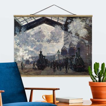 Stoffbild mit Posterleisten - Claude Monet - Gare Saint Lazare - Querformat 4:3