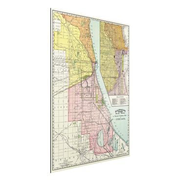 Alu-Dibond - Vintage Karte Chicago - Querformat