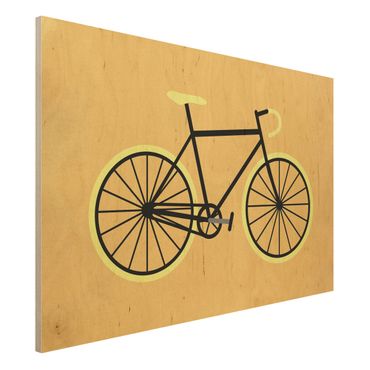 Holzbild - Fahrrad in Gelb - Querformat 2:3