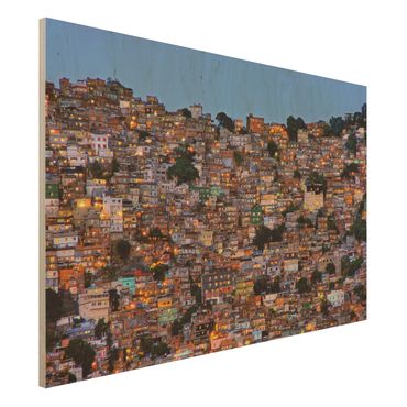 Holzbild - Rio de Janeiro Favela Sonnenuntergang - Querformat 2:3
