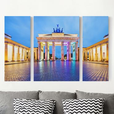 Leinwandbild 3-teilig - Erleuchtetes Brandenburger Tor - Triptychon