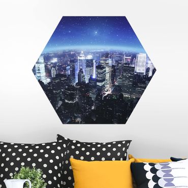 Hexagon Bild Alu-Dibond - Illuminated New York