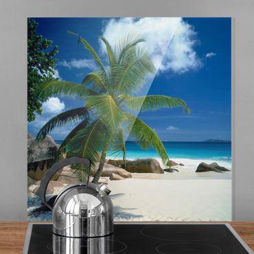 Glas Spritzschutz - Traumstrand Seychellen - Quadrat - 1:1