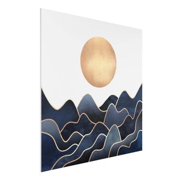 Forex Fine Art Print - Goldene Sonne blaue Wellen - Quadrat 1:1