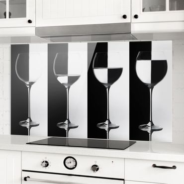 Spritzschutz Glas - Weingläser Schwarz&Weiß - Querformat - 2:1