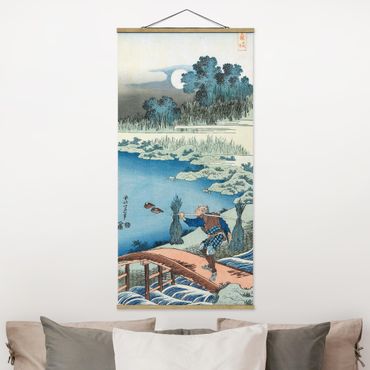 Stoffbild mit Posterleisten - Katsushika Hokusai - Reisträger - Hochformat 1:2