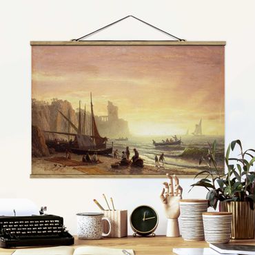 Stoffbild mit Posterleisten - Albert Bierstadt - Fischereiflotte - Querformat 3:2