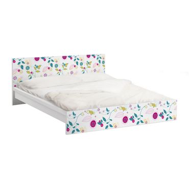Möbelfolie für IKEA Malm Bett niedrig 180x200cm - Klebefolie Blumencocktail