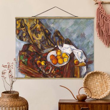 Stoffbild mit Posterleisten - Paul Cézanne - Stillleben Früchte - Querformat 4:3