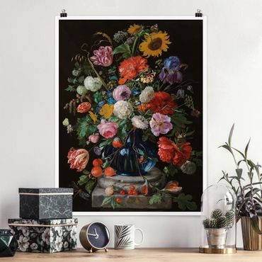 Poster - Jan Davidsz de Heem - Glasvase mit Blumen - Hochformat 3:4