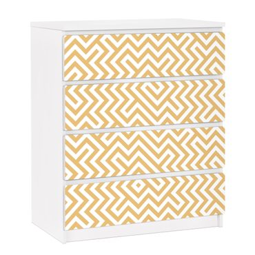 Möbelfolie für IKEA Malm Kommode - selbstklebende Folie Geometrisches Musterdesign Gelb