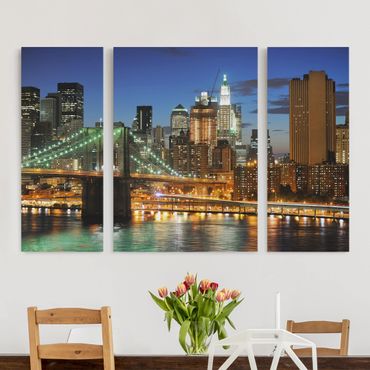 Leinwandbild 3-teilig - Manhattan Panorama - Triptychon