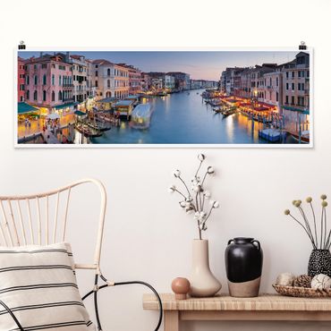 Poster - Abendstimmung auf Canal Grande in Venedig - Panorama Querformat