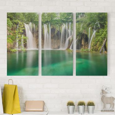Leinwandbild 3-teilig - Wasserfall Plitvicer Seen - Hoch 1:2