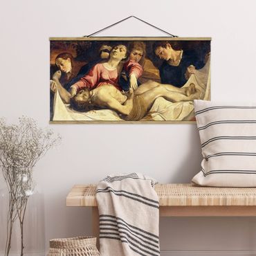 Stoffbild mit Posterleisten - Lodovico Carracci - Pieta - Querformat 2:1