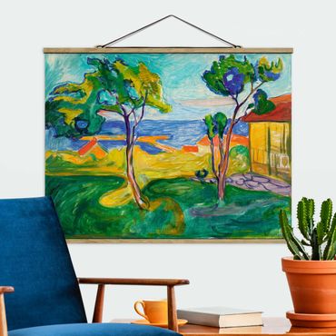 Stoffbild mit Posterleisten - Edvard Munch - Der Garten - Querformat 4:3
