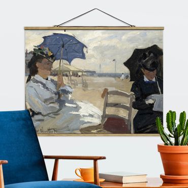 Stoffbild mit Posterleisten - Claude Monet - Strand von Trouville - Querformat 4:3