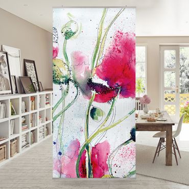 Raumteiler - Painted Poppies 250x120cm