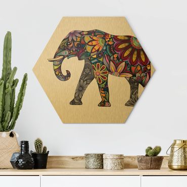Hexagon Bild Alu-Dibond - No.651 Elefantenmuster