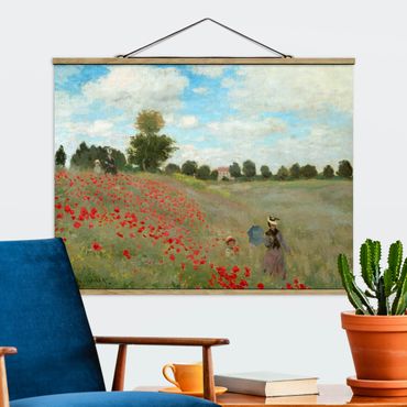 Stoffbild mit Posterleisten - Claude Monet - Mohnfeld bei Argenteuil - Querformat 4:3