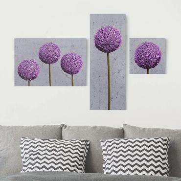Leinwandbild 3-teilig - Allium Blüten Kugeln - Collage 2