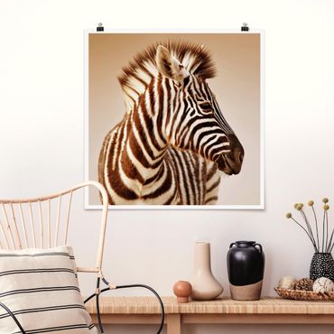 Poster - Zebra Baby Portrait - Quadrat 1:1