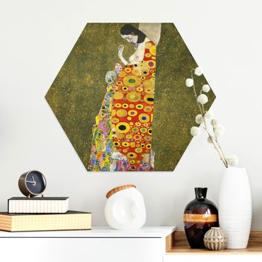 Hexagon Bild Alu-Dibond - Gustav Klimt - Die Hoffnung II