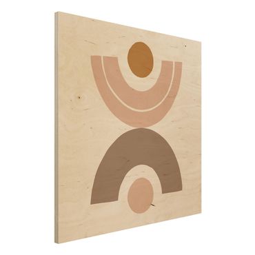 Holzbild - Line Art Abstrakte Formen Pastell - Quadrat 1:1