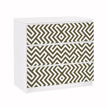 Möbelfolie für IKEA Malm Kommode - Klebefolie Geometrisches Design Braun