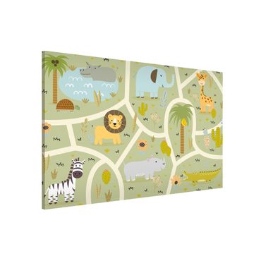 Magnettafel - Spielteppich Safari - Die große Vielfalt der Tiere - Hochformat 3:2