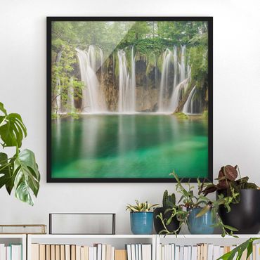 Bild mit Rahmen - Wasserfall Plitvicer Seen - Quadrat 1:1