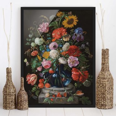 Bild mit Rahmen - Jan Davidsz de Heem - Glasvase mit Blumen - Hochformat 3:4