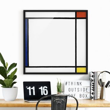 Bild mit Rahmen - Piet Mondrian - Komposition III - Quadrat 1:1