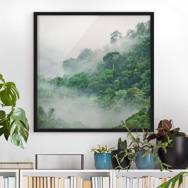 Bild mit Rahmen - Dschungel im Nebel - Hochformat 3:4