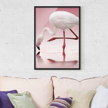 Bild mit Rahmen - Flamingo Dance - Hochformat 3:4