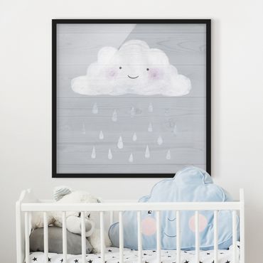 Bild mit Rahmen - Wolke mit silbernen Regentropfen - Quadrat 1:1