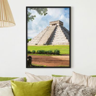Bild mit Rahmen - El Castillo Pyramide - Hochformat 3:4