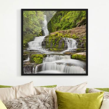Bild mit Rahmen - Upper McLean Falls in Neuseeland - Quadrat 1:1