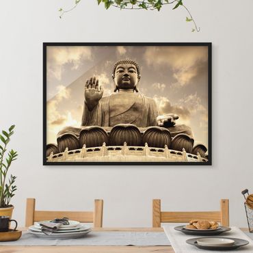 Bild mit Rahmen - Großer Buddha Sepia - Querformat 3:4
